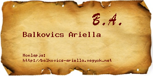 Balkovics Ariella névjegykártya
